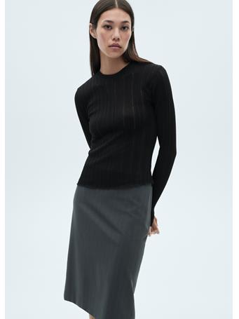 MANGO - Long Sleeve T-shirt BLACK