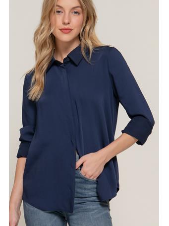 ACTIVE BASIC - Long Sleeve Flap Placket Woven Shirt NAVY