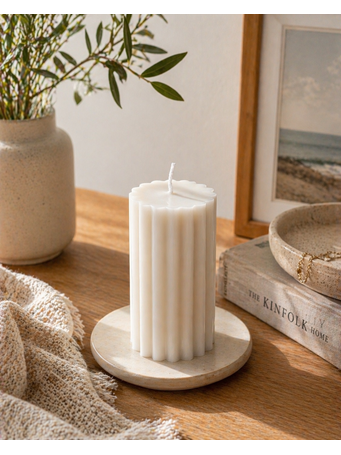 MARINER HOME - Ridge Pillar Candle WHITE