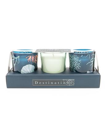 CANDLELIGHT - Coastal Shores Set of 3 Mini Votives with Seasalt Scent BLUE