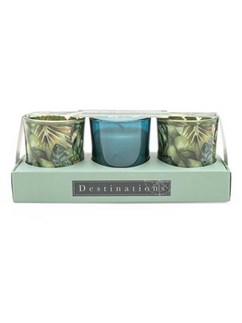 CANDLELIGT - Bali Whirl Set of 3 Mini Votives GREEN