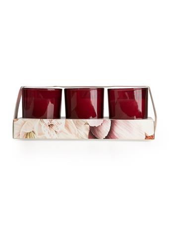 CANDLELIGHT - Set Of 3 Votive Candles - Peony & Water Lily DARK PINK