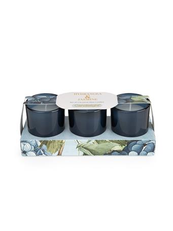 CANDLELIGHT - Set of 3 Votive Candles - Hydrangea & Jasmine BLUE