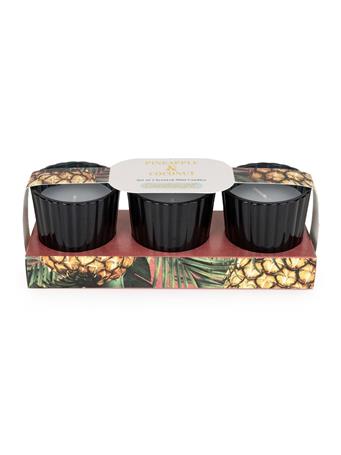 CANDLELIGHT - Set of 3 Votives - Pineapple & Coconut BLACK