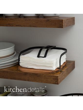 KITCHEN DETAILS - Black Napkin Holder with Acacia Base BLACK
