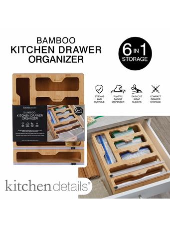 KITCHEN DETAILS - 6 Compartment Bamboo Drawer Organizer BAMBOO