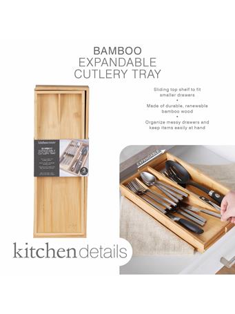 KITCHEN DETAILS - 3-Compartment Bamboo Expandable Storage Tray BAMBOO