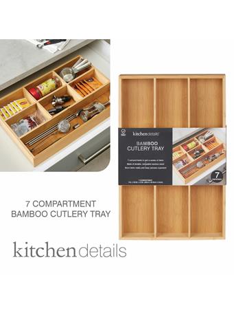 KITCHEN DETAILS - 7-Compartment Bamboo Cutlery Tray BAMBOO