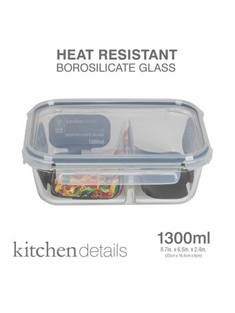 KITCHEN DETAILS - Rectangle 1300ml Dual Compartment Food Container NO COLOR