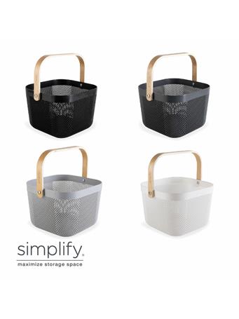 SIMPLIFY - Small Mesh Basket with Wooden Handle ASSORTED