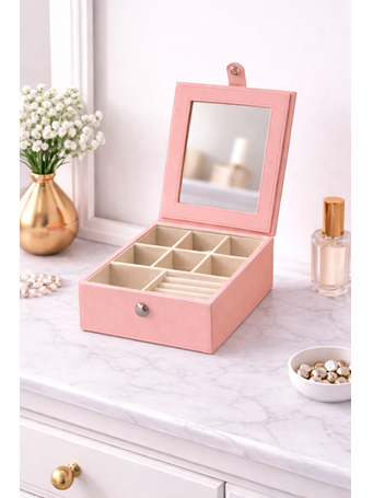 MARINER HOME - Jewelry Tray With Mirror PINK