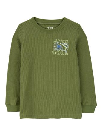 CARTER'S - Toddler Foil Shark Thermal Graphic Tee OLIVE