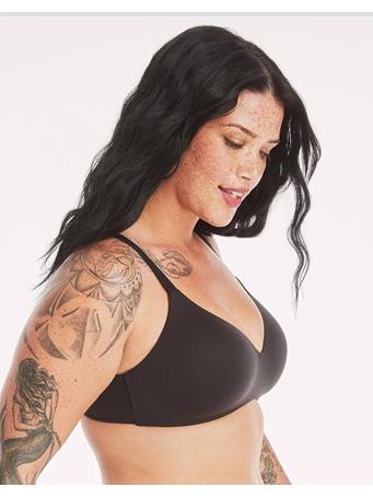 HANES - Women's Concealing Petals Wireless Bra with Convertible Straps BLACK