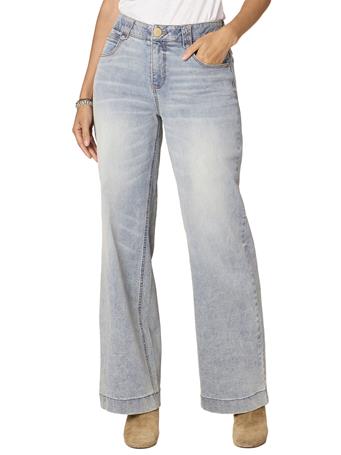 DEMOCRACY - "Ab"solution High Rise Wide Leg Jeans with Subtle Fading Detail LIGHT BLUE