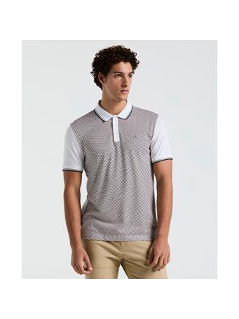 ORIGINAL PENGUIN - Geo Print Front Tipped Polo BRIGHT WHITE