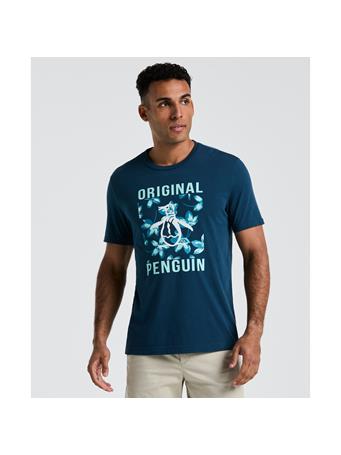 ORIGINAL PENGUIN - Floral Box Pete Tee BLUE WING TEAL