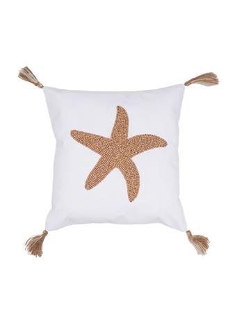 C&F HOME - Seastar Handmade Wood Beaded Pillow WHITE