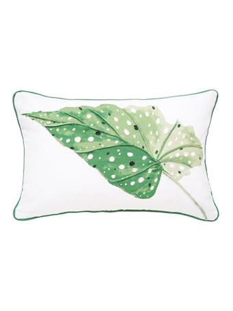 C&F HOME - Begonia Leaf Pillow WHITE/GREEN