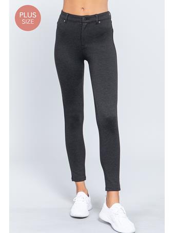 ACTIVE BASIC - [Plus] Mid-Rise Ponte Pants CHARCOAL GREY