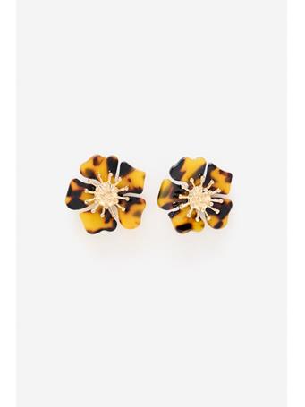 CORTEFIEL - Tortoiseshell Flower Earrings TAN