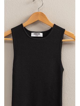 DOUBLE ZERO - Ribbed Knit Flattering Fit Tank Top BLACK