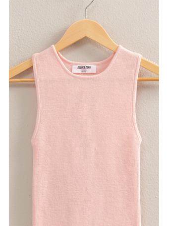 DOUBLE ZERO - Ribbed Knit Flattering Fit Tank Top SOFT PINK