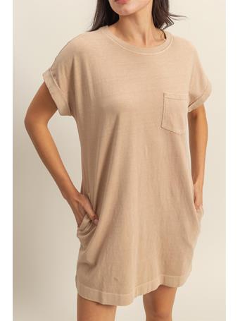 DOUBLE ZERO - Unwind In Style T Shirt Mini Dress DARK TAUPE
