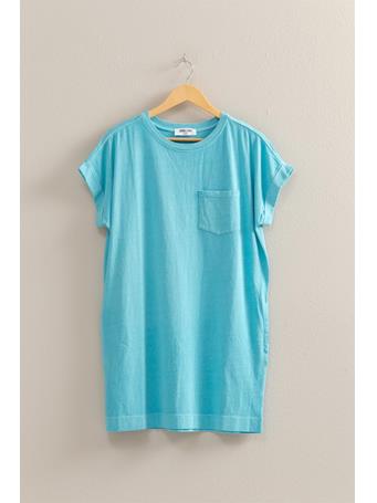 DOUBLE ZERO - Unwind In Style T Shirt Mini Dress AQUA BLUE