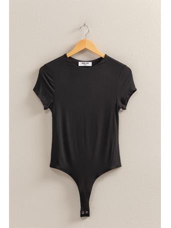 DOUBLE ZERO - Double Layered Cap Sleeve Bodysuit BLACK