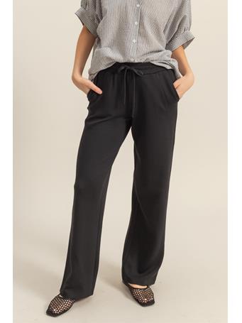 DOUBLE ZERO - High-Waist Drawstring Straight-Cut Pants BLACK