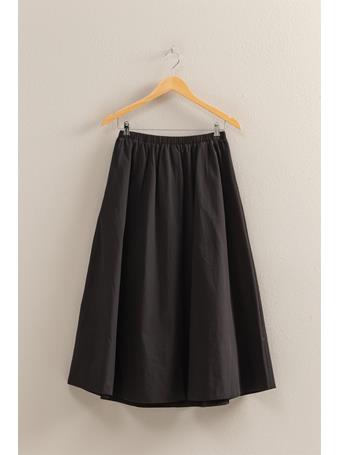DOUBLE ZERO - Romantic High-Waist Midi Skirt BLACK