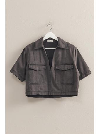 HYFVE - Collared Deep Washed Denim Shirt BLACK