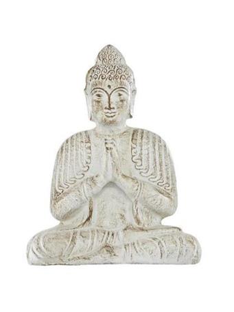 UMA  - Large Buddha Statue in Distressed White WHITE