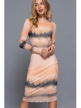 ACTIVE BASIC - Digital Print Fully Lined Mesh Dress PEACH