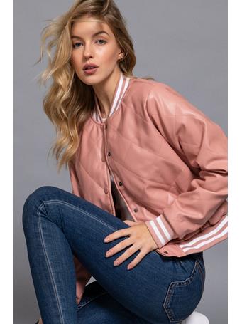 ACTIVE BASIC - Long Sleeve Quilted Pu Bomber Jacket DUSTY PINK