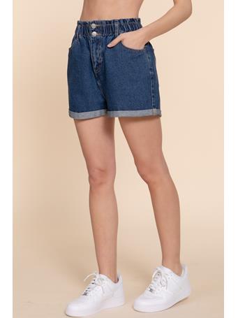 ACTIVE BASIC - Paper Bag Denim Shorts DEEP BLUE