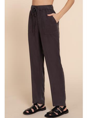 ACTIVE BASIC - Elastic Waist Tencel Straight Pants CHARCOAL