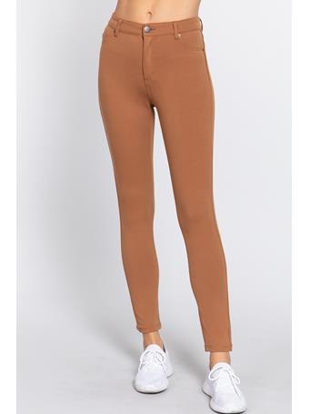 ACTIVE BASIC - Mid-Rise Ponte Pants CAMEL