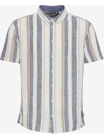 BLEND - Linen Mix Short Sleeve Shirt SNOW WHITE