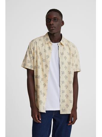 BLEND - Linen Mix Short Sleeve Shirt BLEACHED SAND