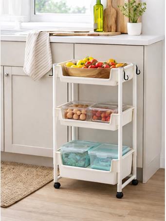 CONTAINED - 3 Tier Utility Storage Cart WHITE