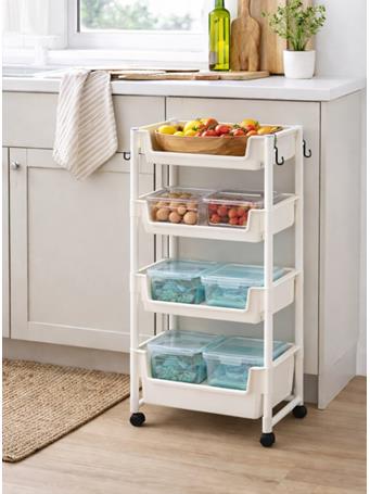 CONTAINED - 4 Tier Utility Storage Cart WHITE