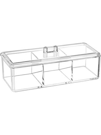 CONTAINED - 3 Compartment Desktop Storage Box CLEAR