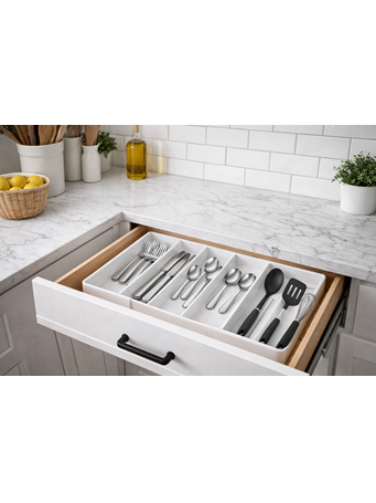CONTAINED - Retractable Kitchen Drawer WHITE