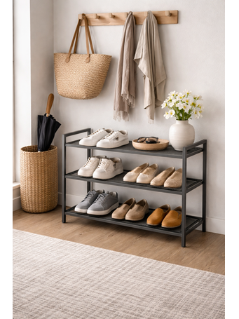 CONTAINED - 3-Tier Shoe Rack BLACK