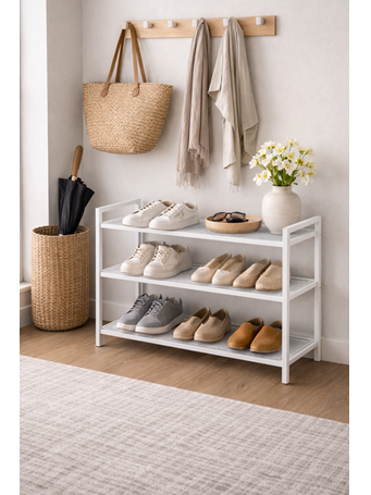 CONTAINED - 3-Tier Shoe Rack WHITE