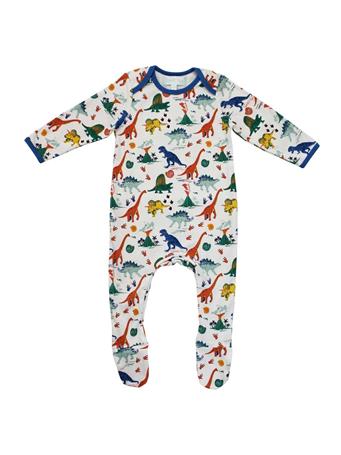 POWELL CRAFT - Colourful Dinosaur Print Jumpsuit With Feet MULTI