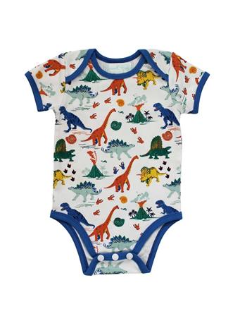 POWELL CRAFT - Colourful Dinosaur Print Baby Grow MULTI