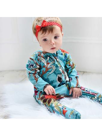 POWELL CRAFT - Teal Exotic Flower Jumpsuit With Zip TEAL