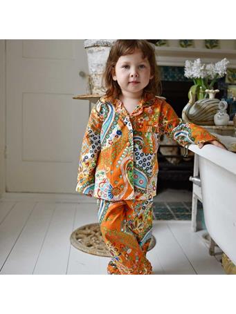 POWELL CRAFT - Orange Paisley Print Girls Pyjamas ORANGE